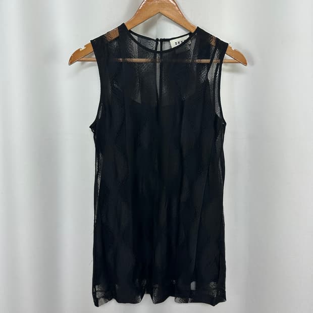   DKNY 여자 시스루 민소매 블라우스티 검정 S