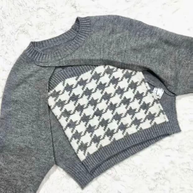 하운드 무늬 탑 볼레로 세트