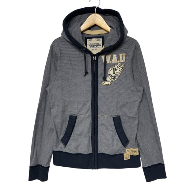 후아유 y2k 스트라이프 후드집업