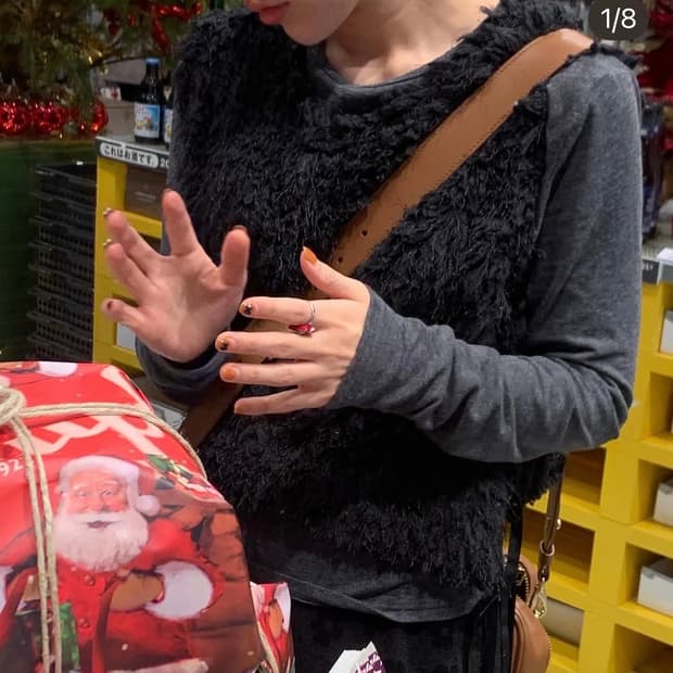 앙고라 니트 베스트 조끼