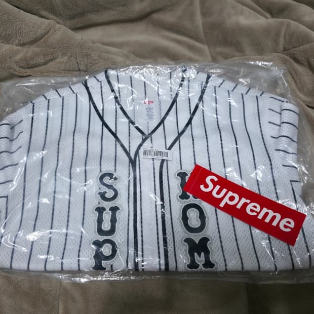 25SS 슈프림 X 홈런 콜라보 베이스볼 저지 화이트 M