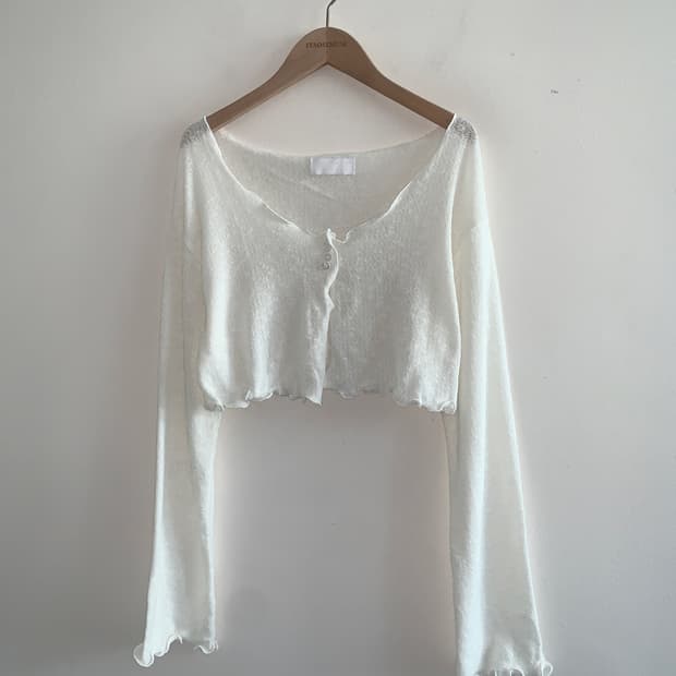 Cong button frill cardigan