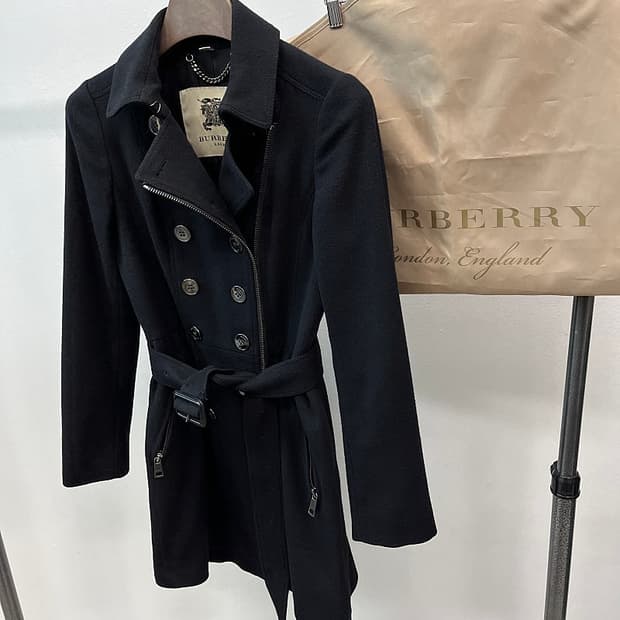 여) 버버리 런던 벨티드 캐시미어 코트 