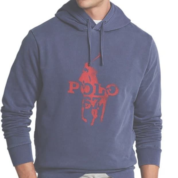 폴로 로고 빅포니 후드티 스웨트셔츠 네이비 코튼 블렌드67