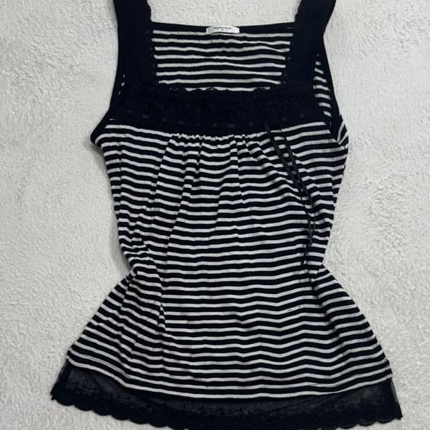 lace black and white stripe tank top