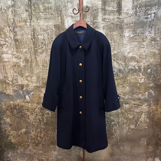 브룩스 브라더스 네이비 금장 버튼 울 코트 