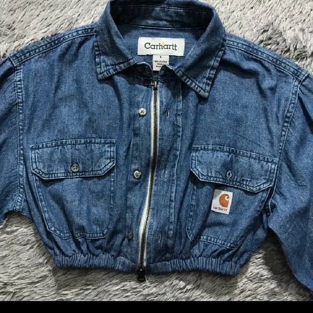 [[여성 F, A급]# 칼하트(CARHARTT) 커스텀 크롭 데님 집업