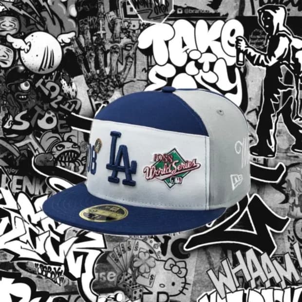 MLB LA 다저스 스크립트 스플릿 패널 피티드캡