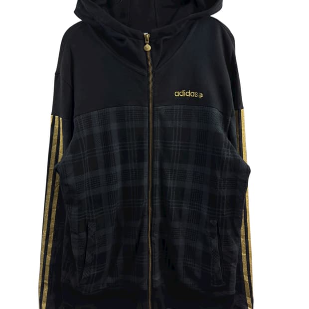 아디다스네오 재팬 블랙골드 체크 후드집업1229