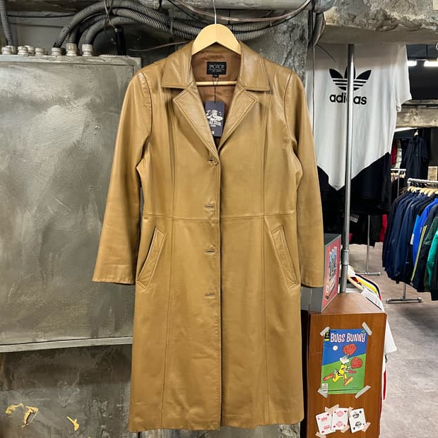 빈티지 레더 롱 자켓 카멜 #csz2838