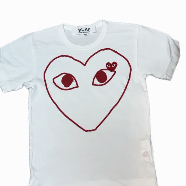 플레이 꼼데가르송 더블 하트 코튼 스트레이트 티셔츠 (xxs)