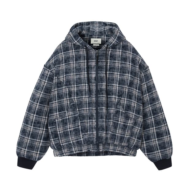 다이닛 체크 패딩 자켓 네이비