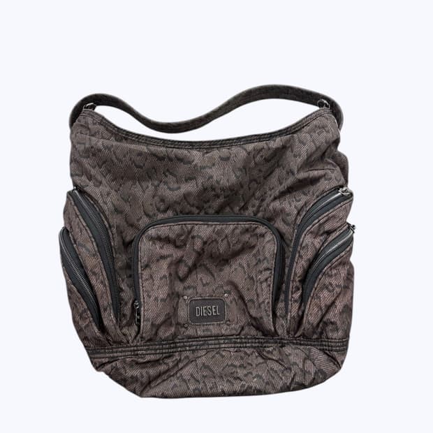 DIESEL leopard nylon shoulder bag