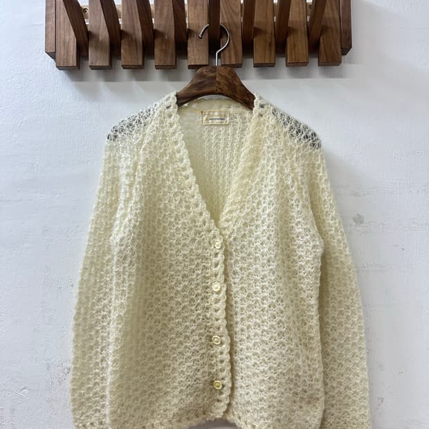 일본빈티지 MITSUKOSHI 아이보리 루프 모헤어 니트 가디건