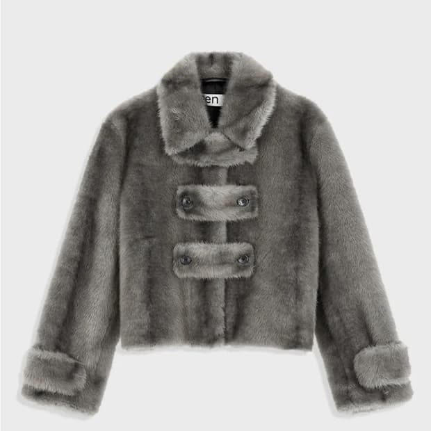 Open yy FAUX FUR TAB TOGGLE JACKET(GRAY)