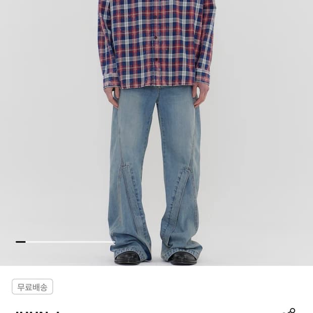 [48] 준지 아일랜드 워싱 브릭 레드 체크 맥스핏 셔츠 - 레드