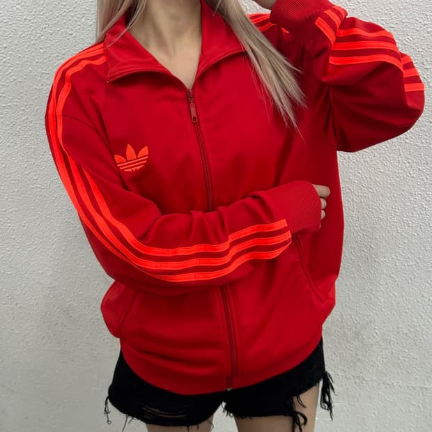 아디다스 파이어버드 오렌지라인 레드 트랙탑 105