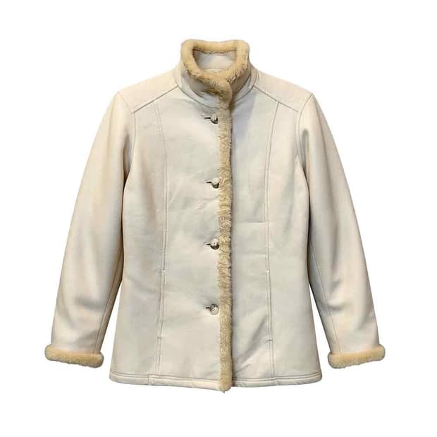 JPN VINTAGE 무스탕 자켓 하이넥 슬림핏 디테일 화이트