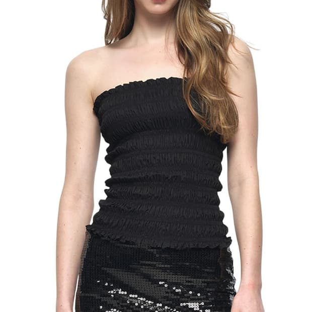 (미착용) 투머치택스 오프숄더 튜브탑 SMOCKED TUBE TOP