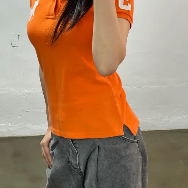 폴로 랄프로렌 빅포니 오렌지 반팔 카라티 E 로고