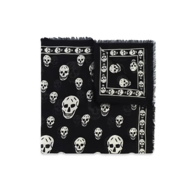 Alexander McQueen black skull scarf