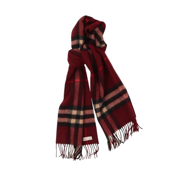 버버리 신형 캐시미어 100 버건디 노바체크 머플러