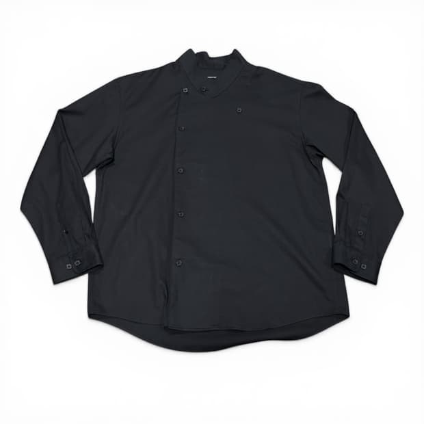 4 해칭룸 블랙 비대칭 더블 셔츠 자카드