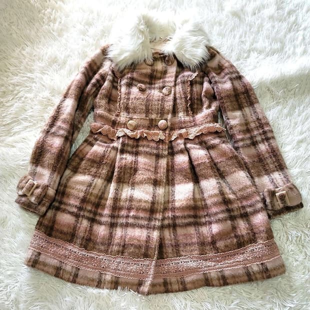 리즈리사 lizlisa 대장 딸초체크 패딩 히메갸루 라떼갸루