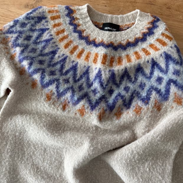 하울린 울 100% 오트밀 패턴 니트