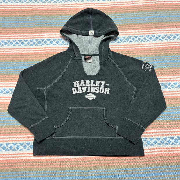 00s 미국 빈티지 할리데이비슨 빅로고 후드티 후드집업