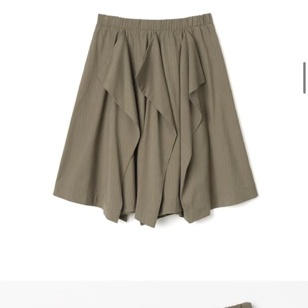 밀로우먼 어시메트릭 밴딩 스커트 미디 레이어드 카키