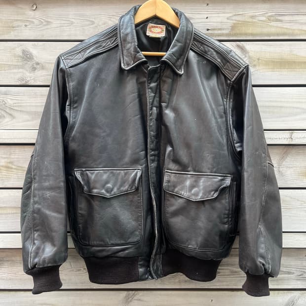 80s 바나나 리퍼블릭 A-2 플라이트 레더 봄버 자켓