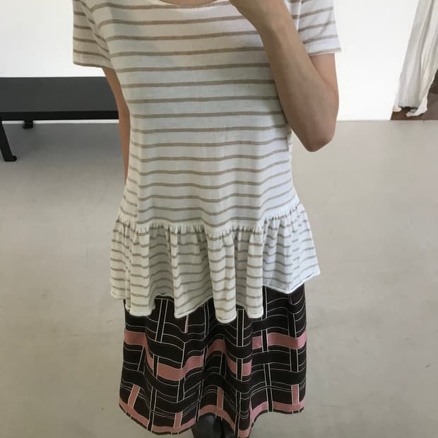 vintage stripe pattern ribbon top