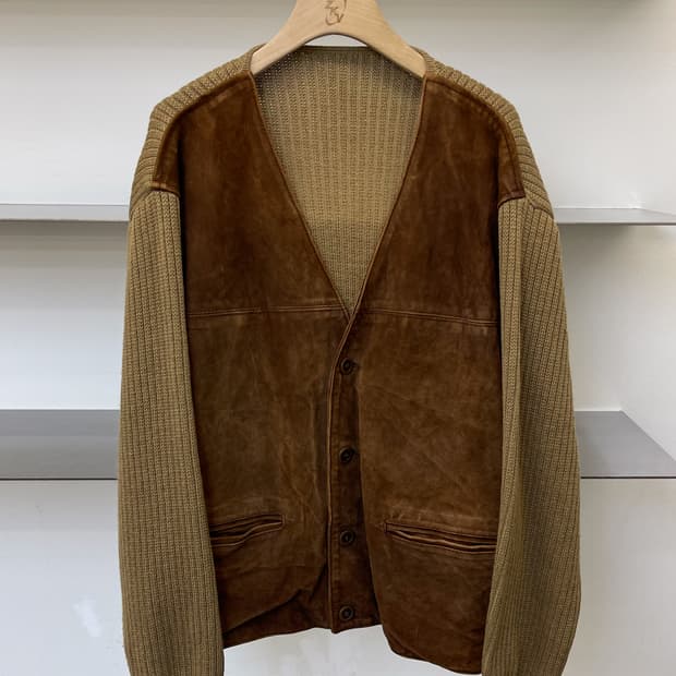 Stewart 이태리 스웨이드 레더 니트 가디건