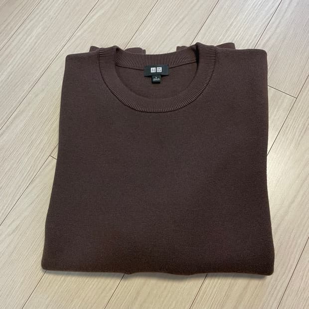 유니클로 워셔블 밀라노립 니트 브라운 L