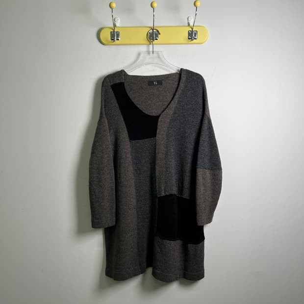 Y's 요지 야마모토 컬러 블록 비대칭 울 니트 튜닉