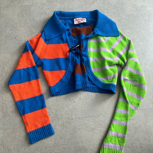 앤더슨벨 머피 스트라이프 크롭 니트 가디건 xs