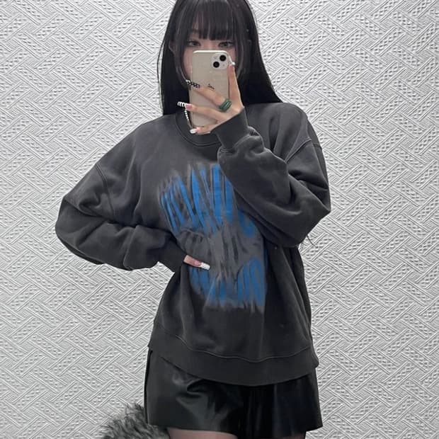 슬로우애시드 스트릿 펑크 고딕로고 오버핏 맨투맨 S C10304