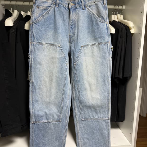 슈프림 23ss 더블 니 페인터 팬츠 워시드 블루 34