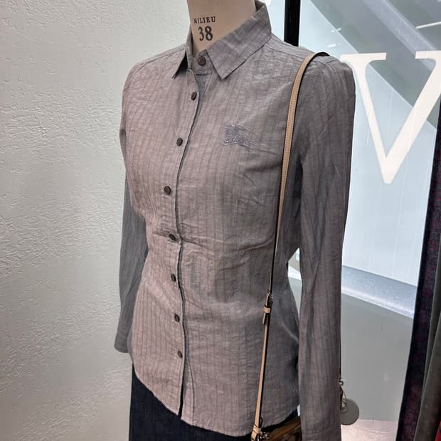 Burberry Logo Embroidered Stripe Shirts
