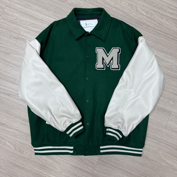 빈티지 바시티 자켓 그린