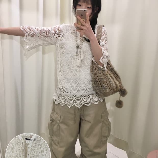 lace sleeveless + crochet top