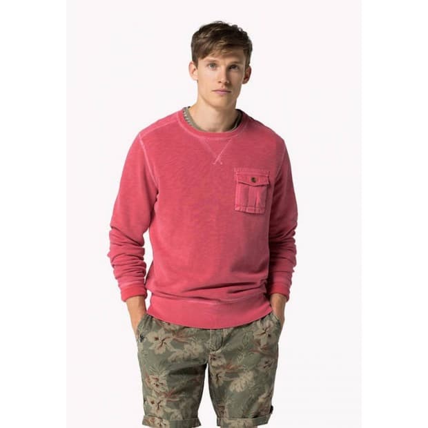 타미힐피거 가먼트 다이드 포켓 맨투맨 M-L