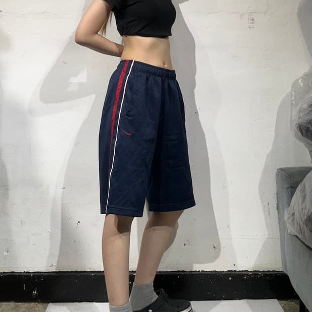 00s 나이키 네이비 레드 사이드 라인 반바지 버뮤다 팬츠 S