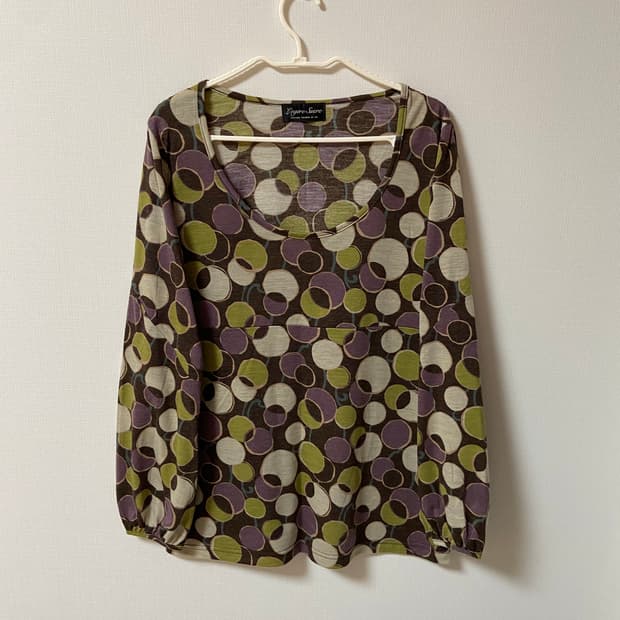 일본 빈티지 하구미 도트무늬 유넥  블라우스 