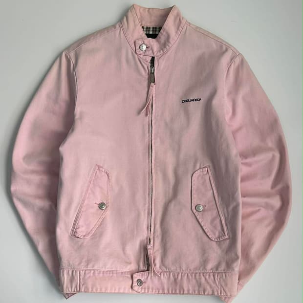 [42]DSQUARED2 디스퀘어드2 핑크 헤링턴 집업 자켓 코튼