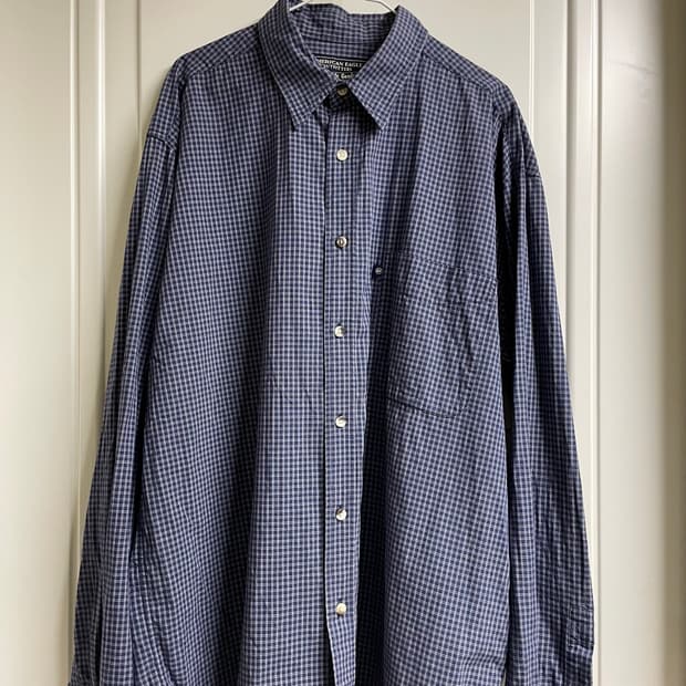 아메리칸 이글 네이비 체크 셔츠