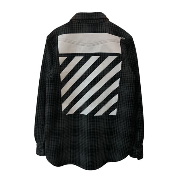 오프화이트 플란넬 체크 셔츠 