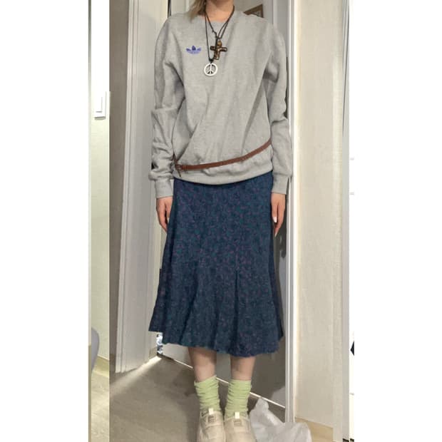 mori set (아디다스 맨투맨/롱스커트)