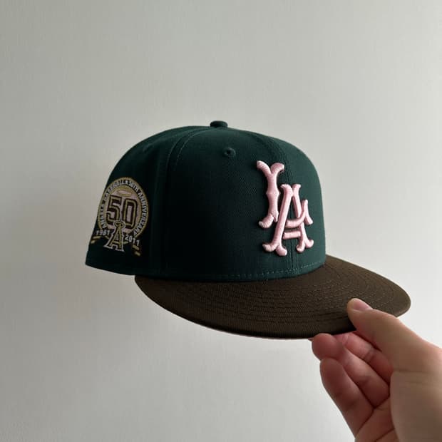 희귀 뉴에라 59fifty LA ANGELS 그린 피티드캡